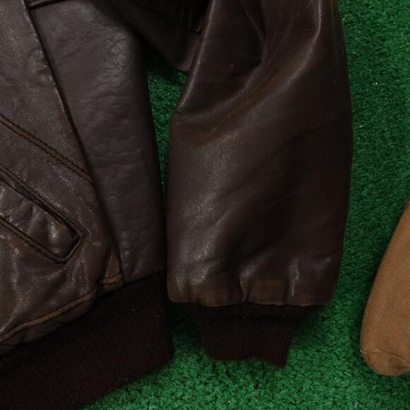 Vintage Cooper Leather Jacket Mens 42 X Tall Brown Bomber Flight Made USA 80s - Picture 5 of 16